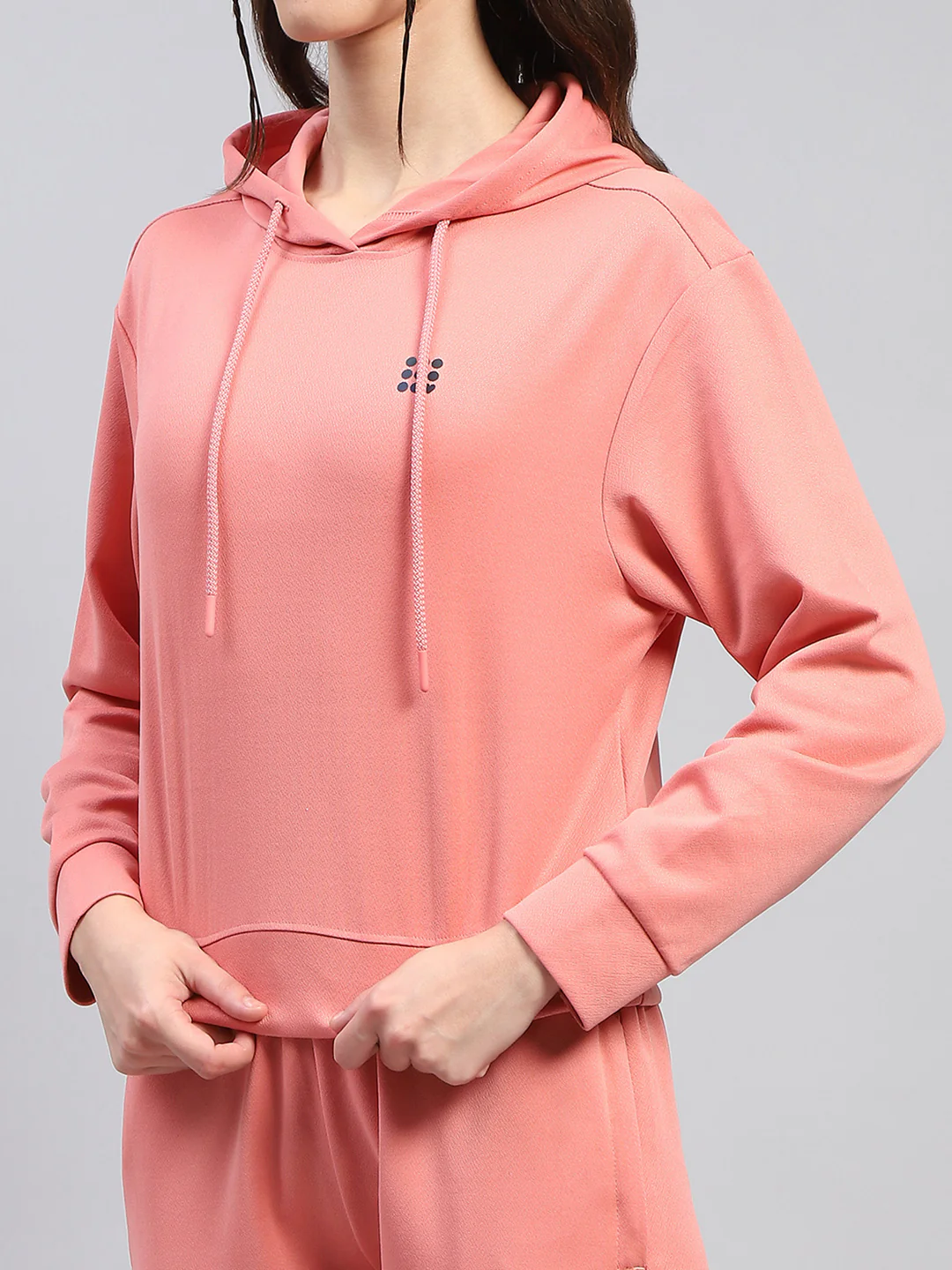 Rock.it Women Peach Solid Hooded Full Sleeve Tracksuit - Image 6
