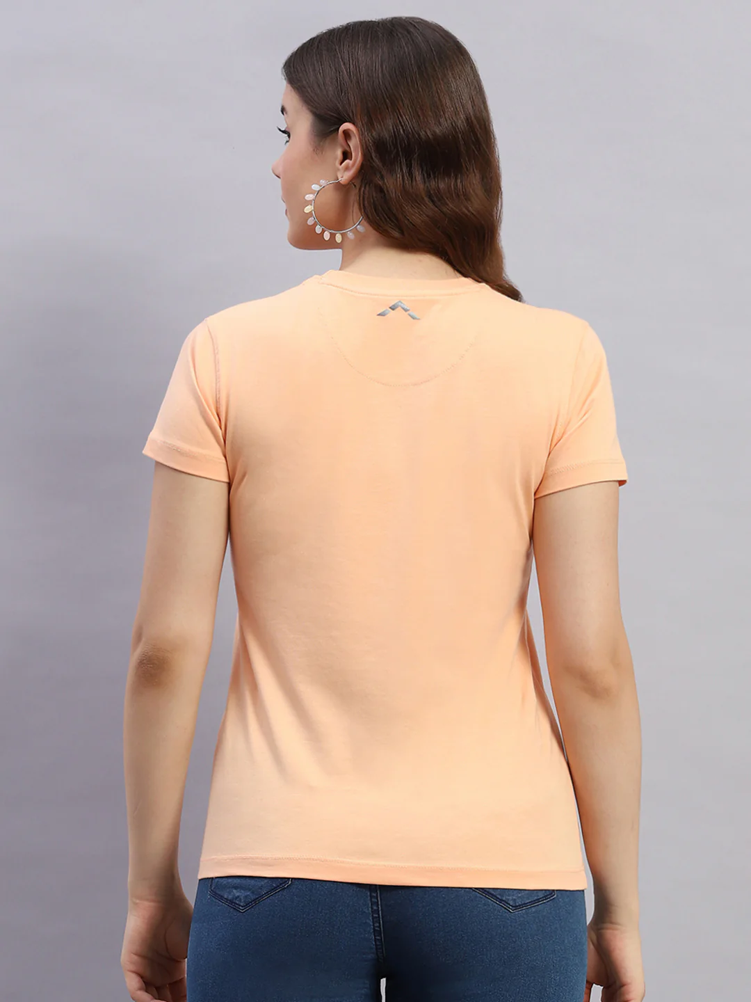 Rock.it Women Peach Solid Round Neck Half Sleeve Top - Image 5