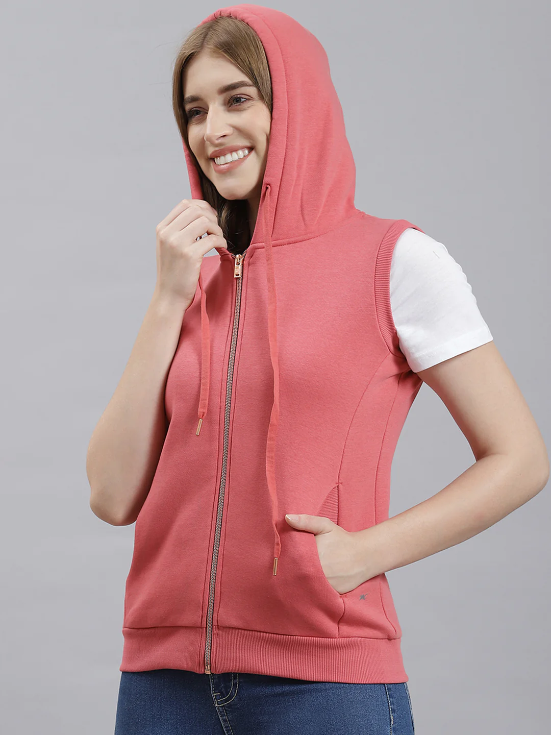 Women Pink Plain Sweatshirt - Image 4
