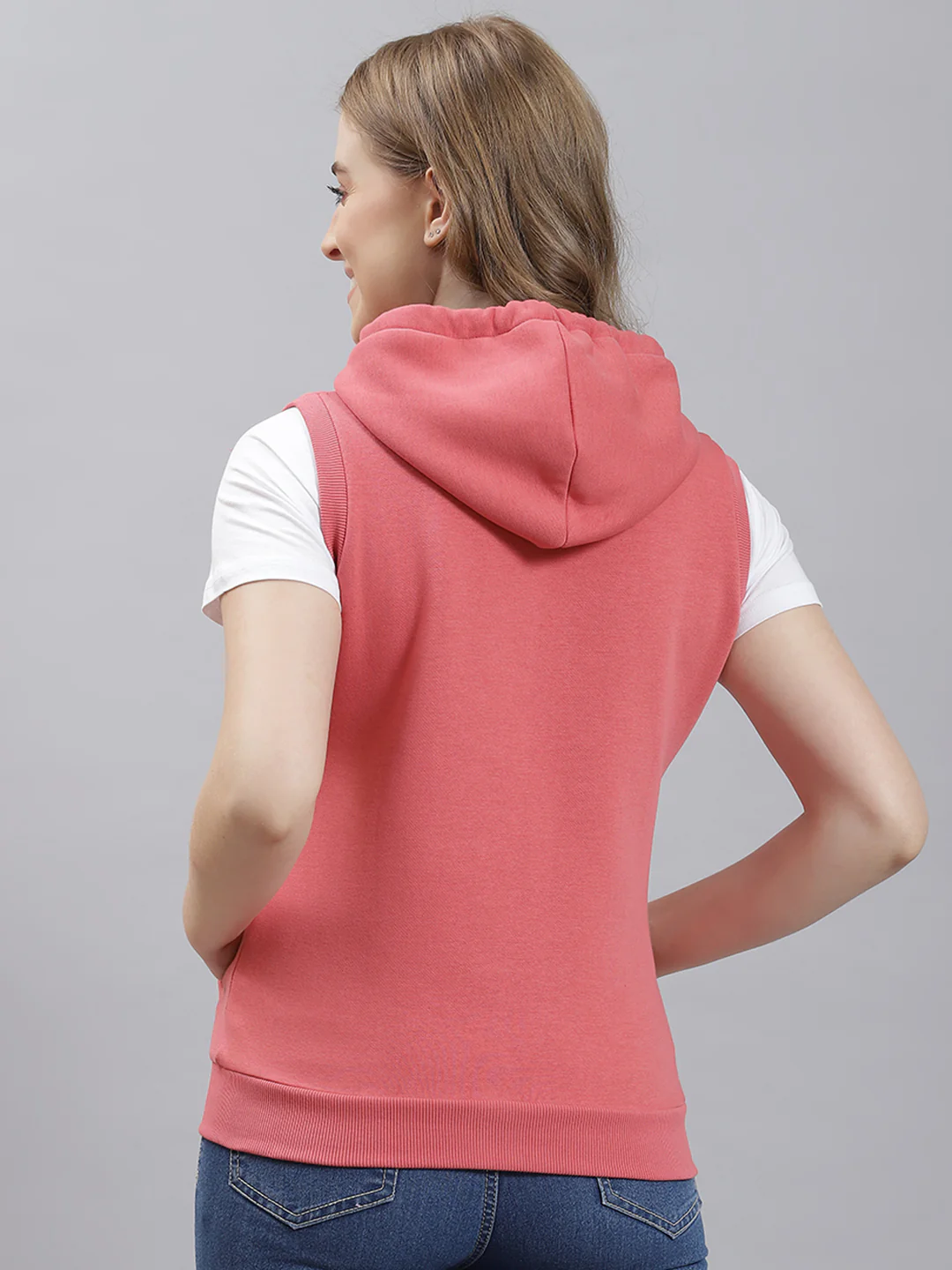 Women Pink Plain Sweatshirt - Image 5