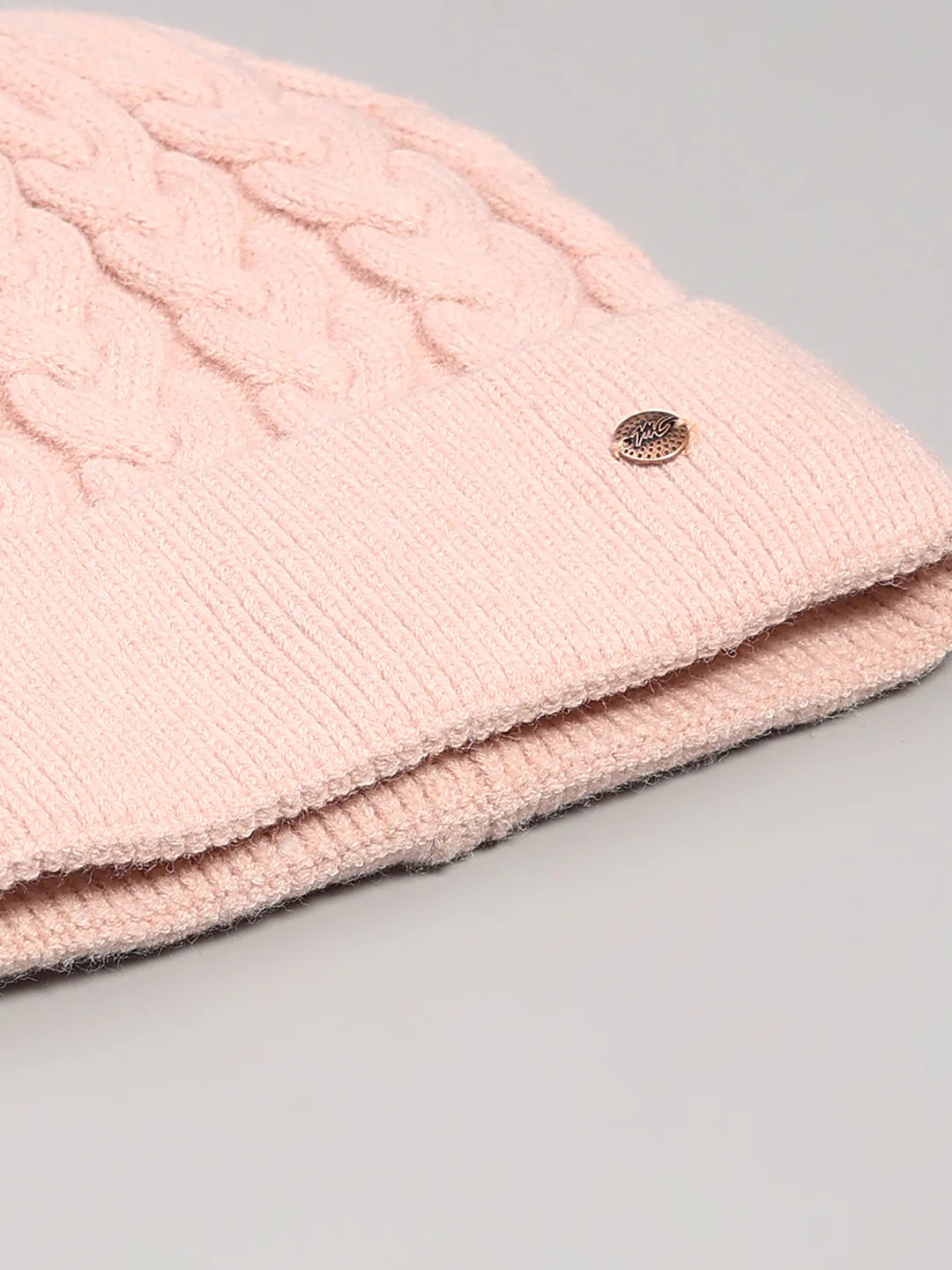 Women Pink Printed Blend Wool Cap - Image 7