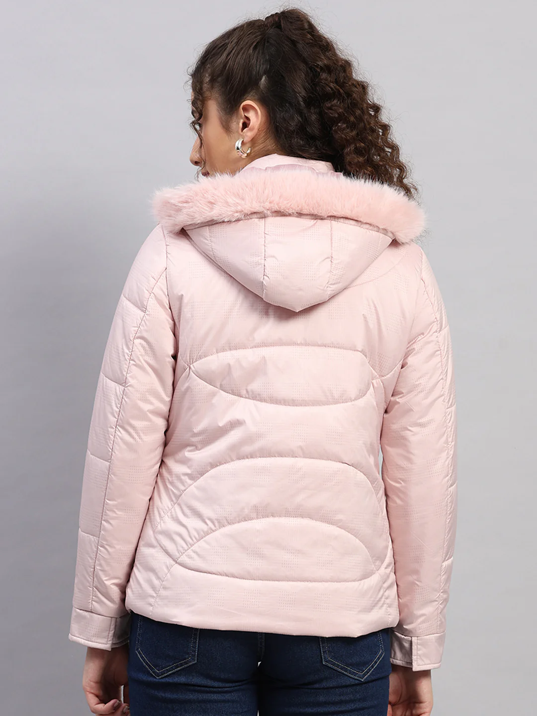 Women Pink Printed Hooded Full Sleeve Jacket - Image 5