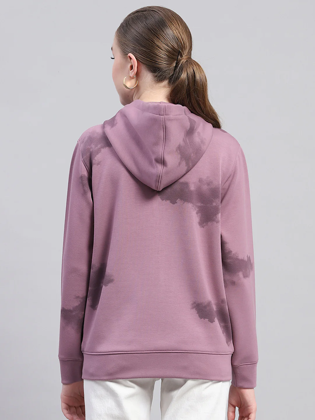 Women Pink Printed Hooded Full Sleeve Sweatshirt - Image 5
