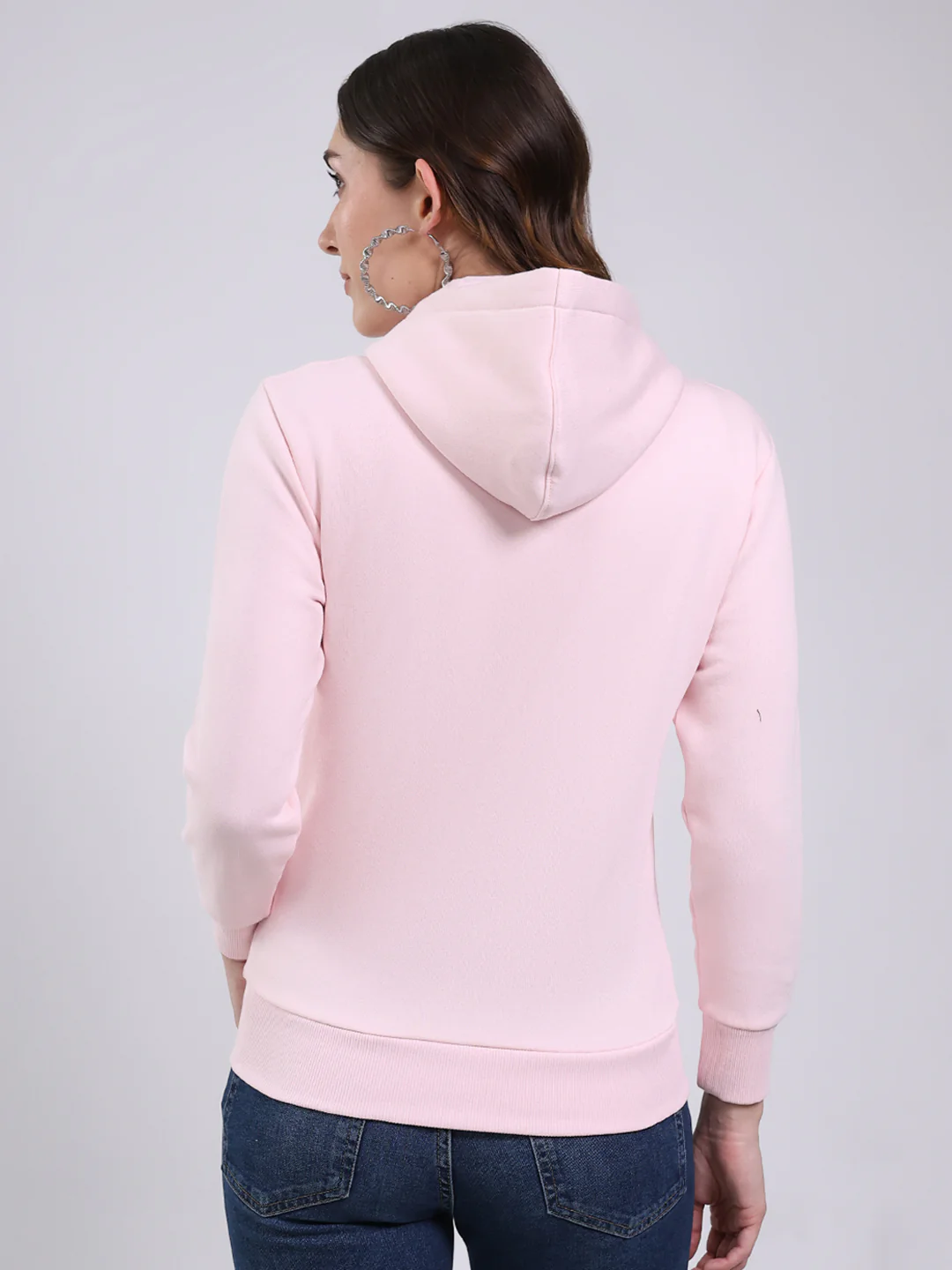 Women Pink Printed Hooded Full Sleeve Sweatshirt - Image 5