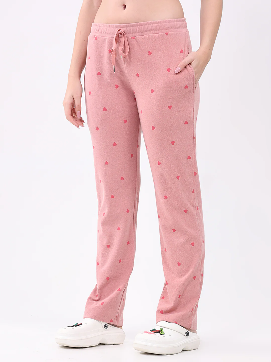Women Pink Printed Round Neck Full Sleeve Lower Set - Image 7