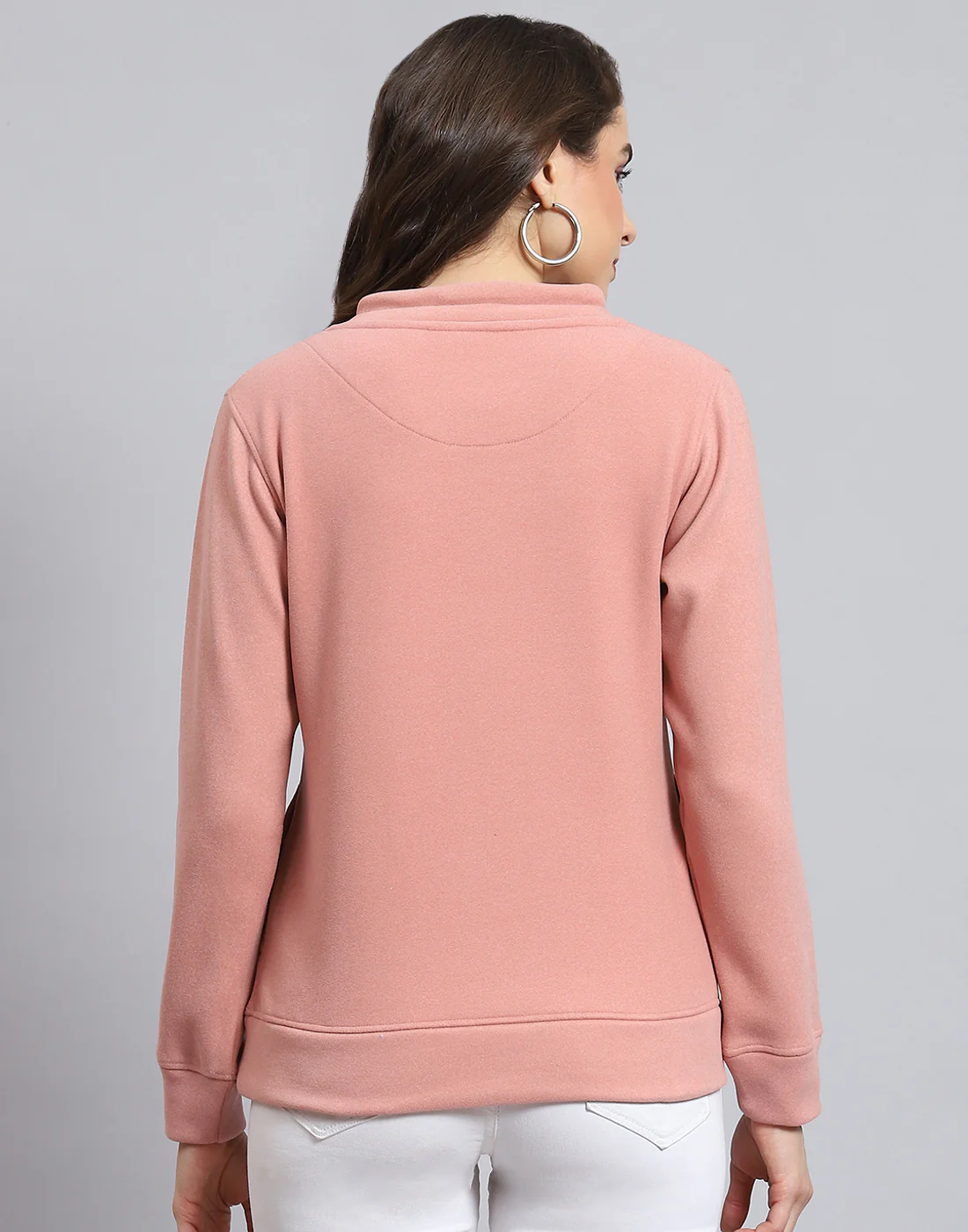 Women Pink Printed Round Neck Full Sleeve Sweatshirt - Image 6