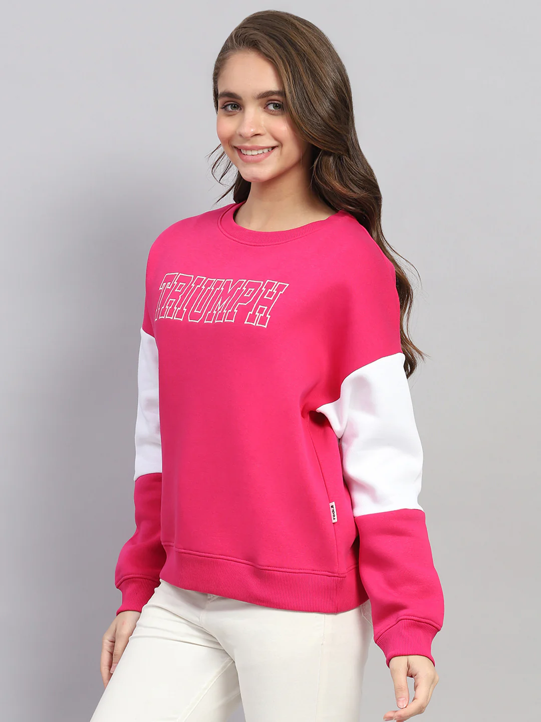Rock.it Women Pink Printed Round Neck Full Sleeve Sweatshirt - Image 3