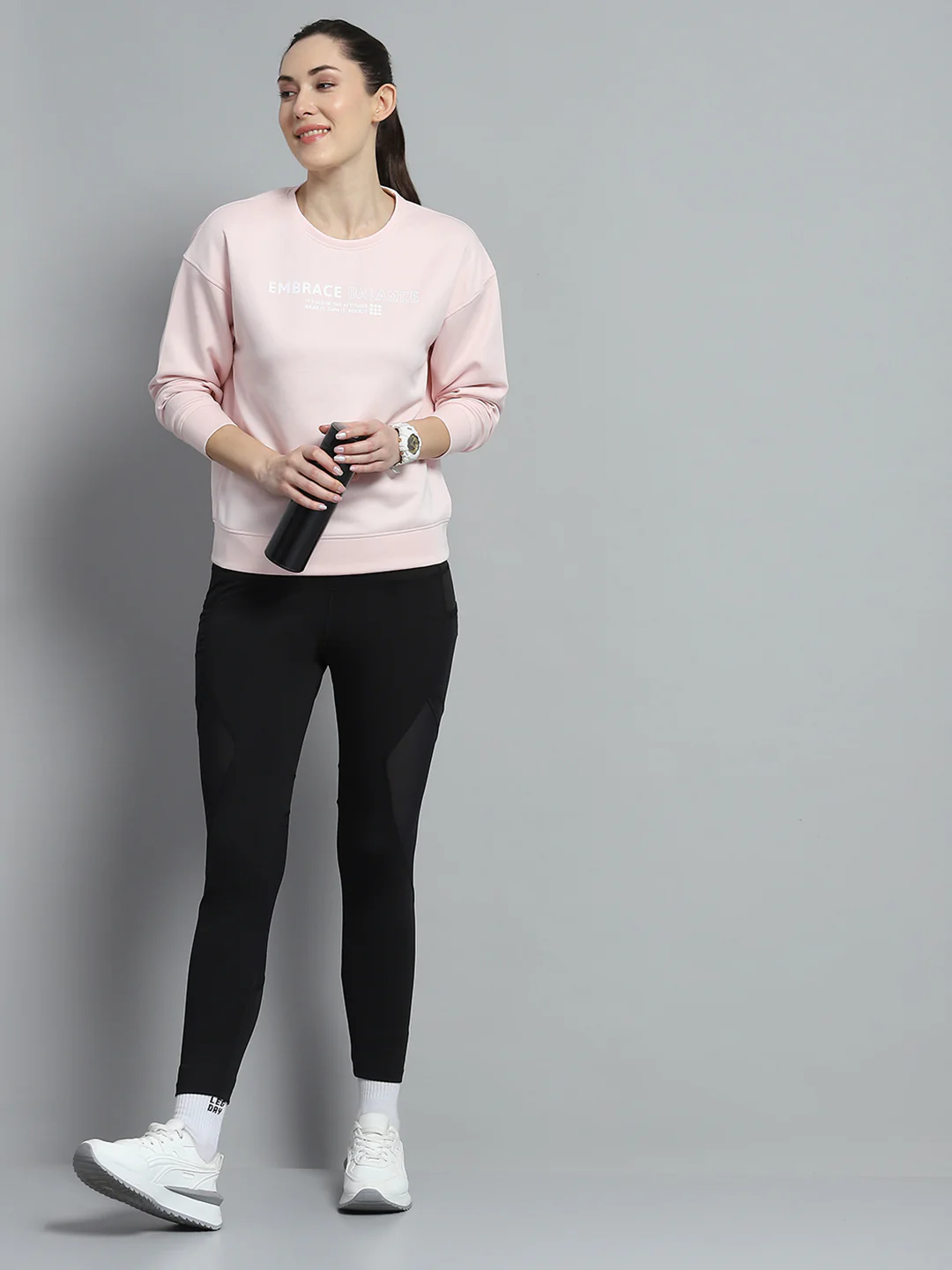 Rock.it Women Pink Printed Round Neck Full Sleeve Sweatshirt - Image 2