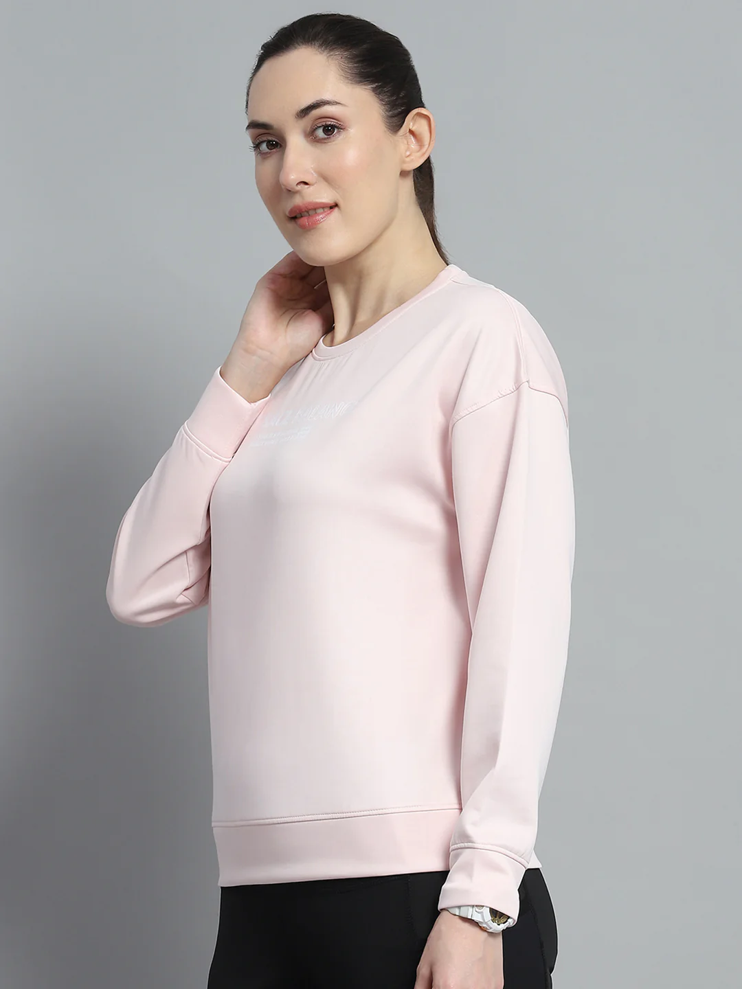 Rock.it Women Pink Printed Round Neck Full Sleeve Sweatshirt - Image 3