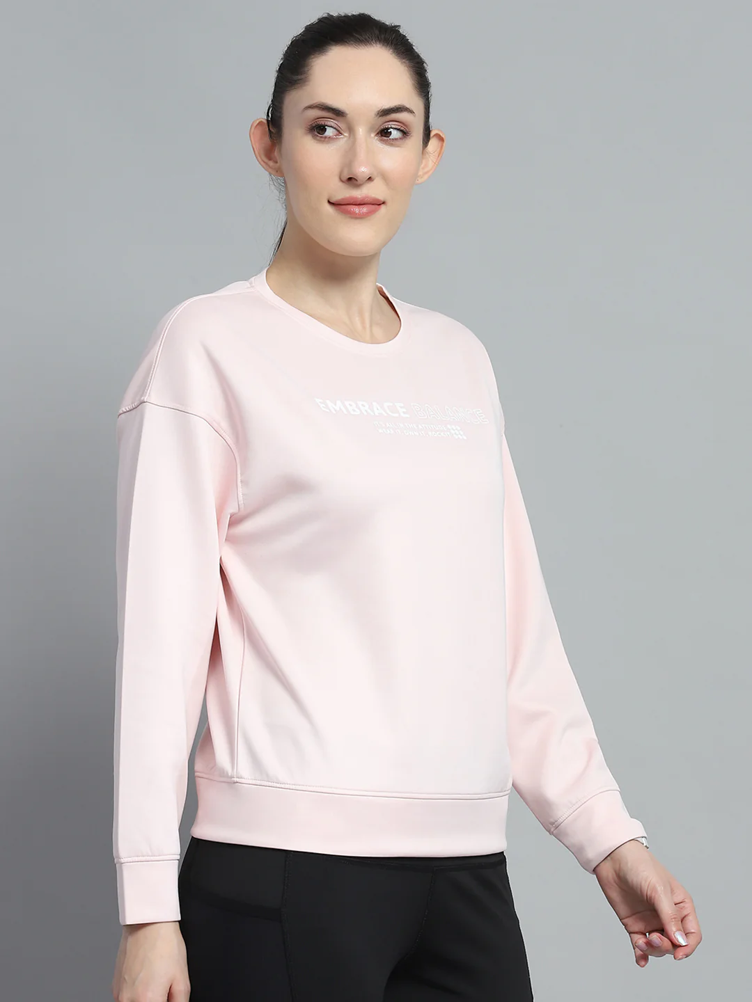 Rock.it Women Pink Printed Round Neck Full Sleeve Sweatshirt - Image 4