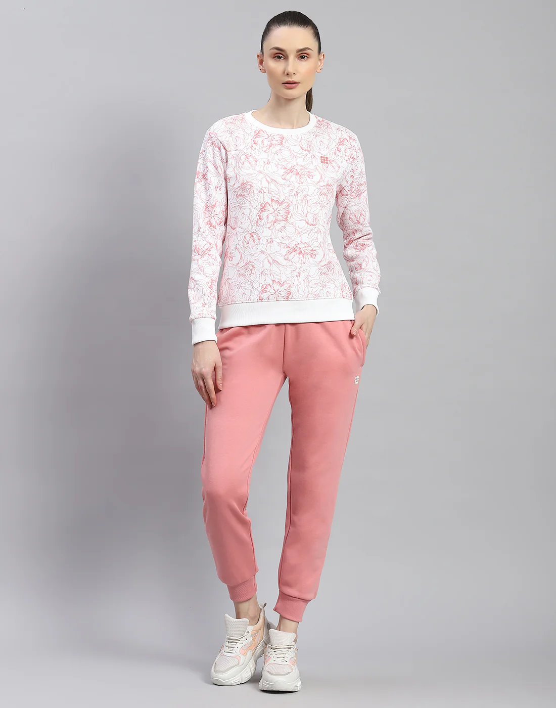 Rock.it Women Pink Printed Round Neck Full Sleeve Cords Set - Image 2
