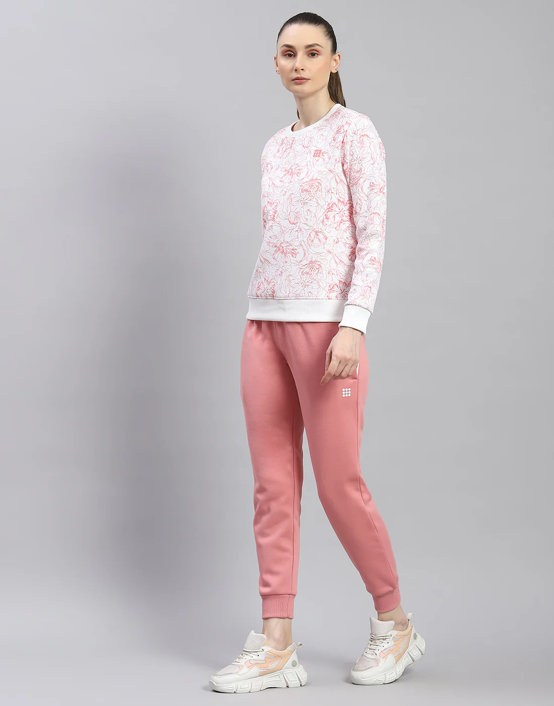 Rock.it Women Pink Printed Round Neck Full Sleeve Cords Set - Image 3