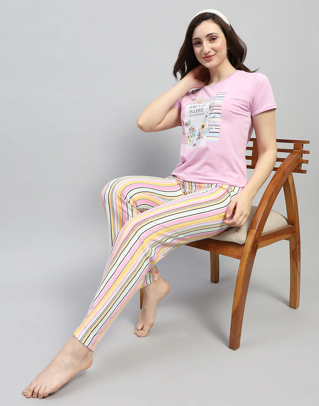 Women Pink Printed Round Neck Half Sleeve Combo 3Pc Set - Image 2