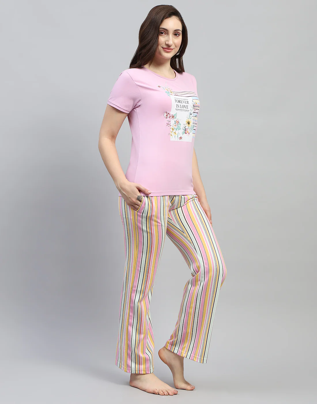 Women Pink Printed Round Neck Half Sleeve Combo 3Pc Set - Image 5