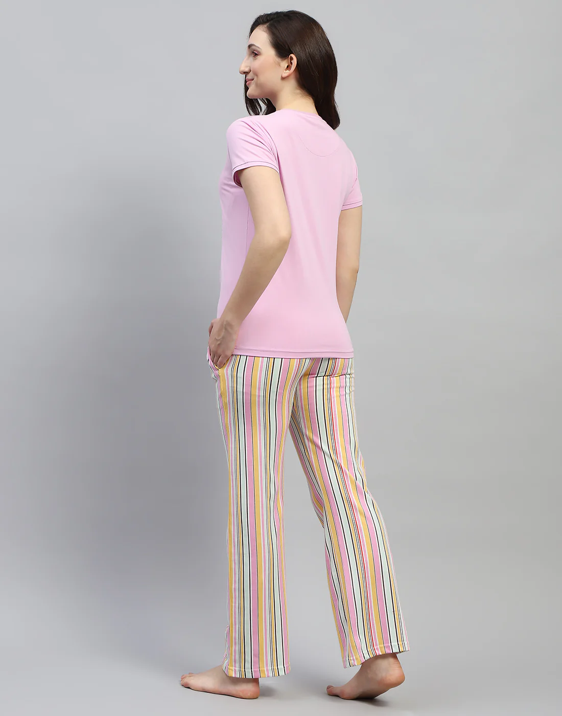 Women Pink Printed Round Neck Half Sleeve Combo 3Pc Set - Image 6