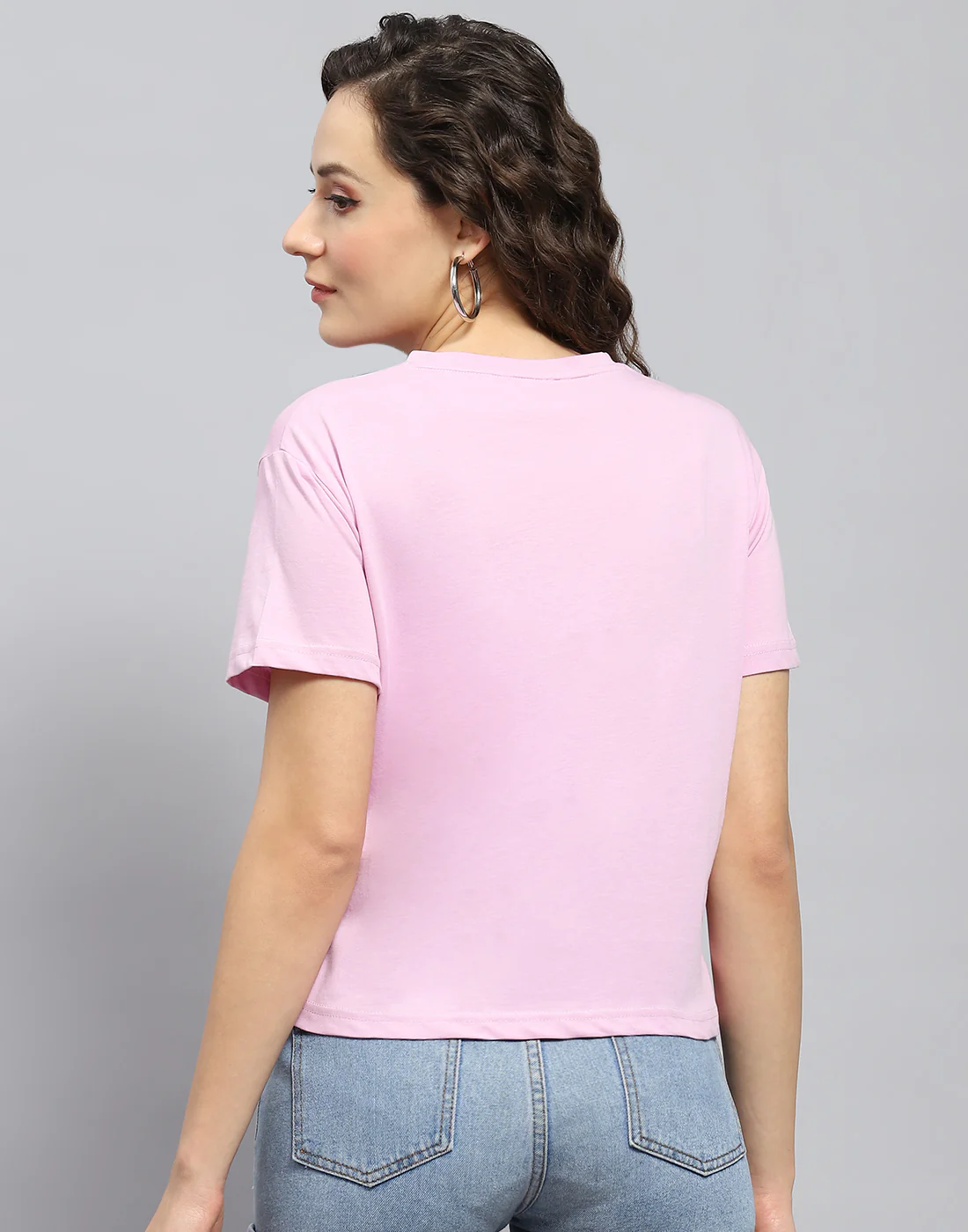 Women Pink Printed Round Neck Half Sleeve Top - Image 5