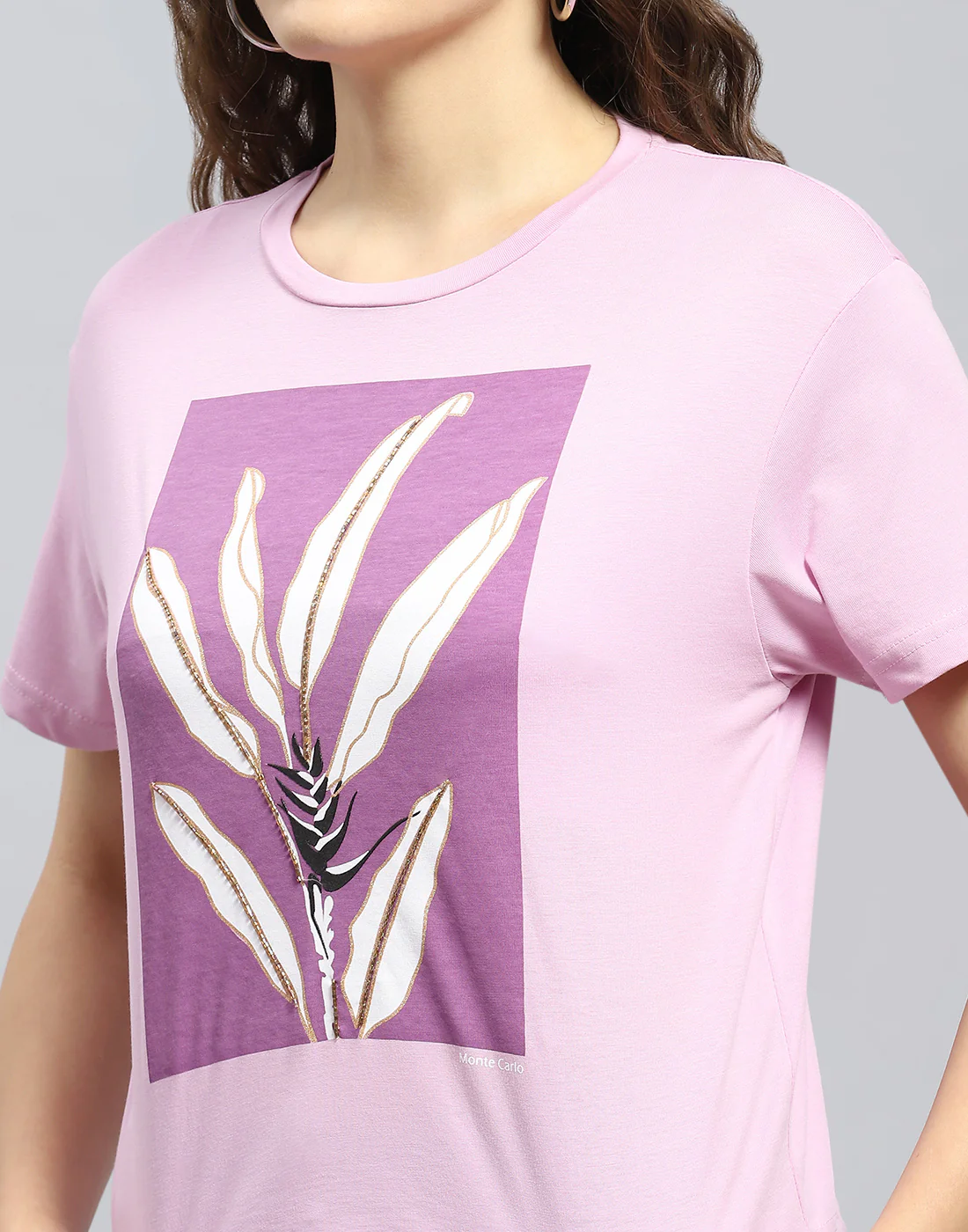 Women Pink Printed Round Neck Half Sleeve Top - Image 6