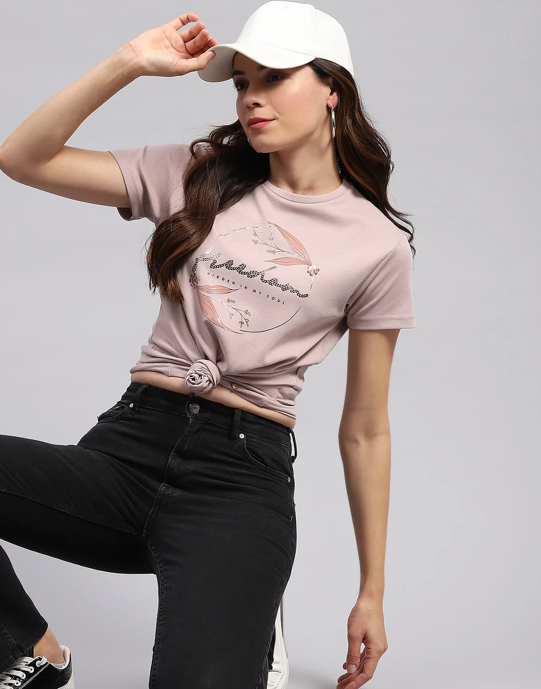 Women Pink Printed Round Neck Half Sleeve Top - Image 7