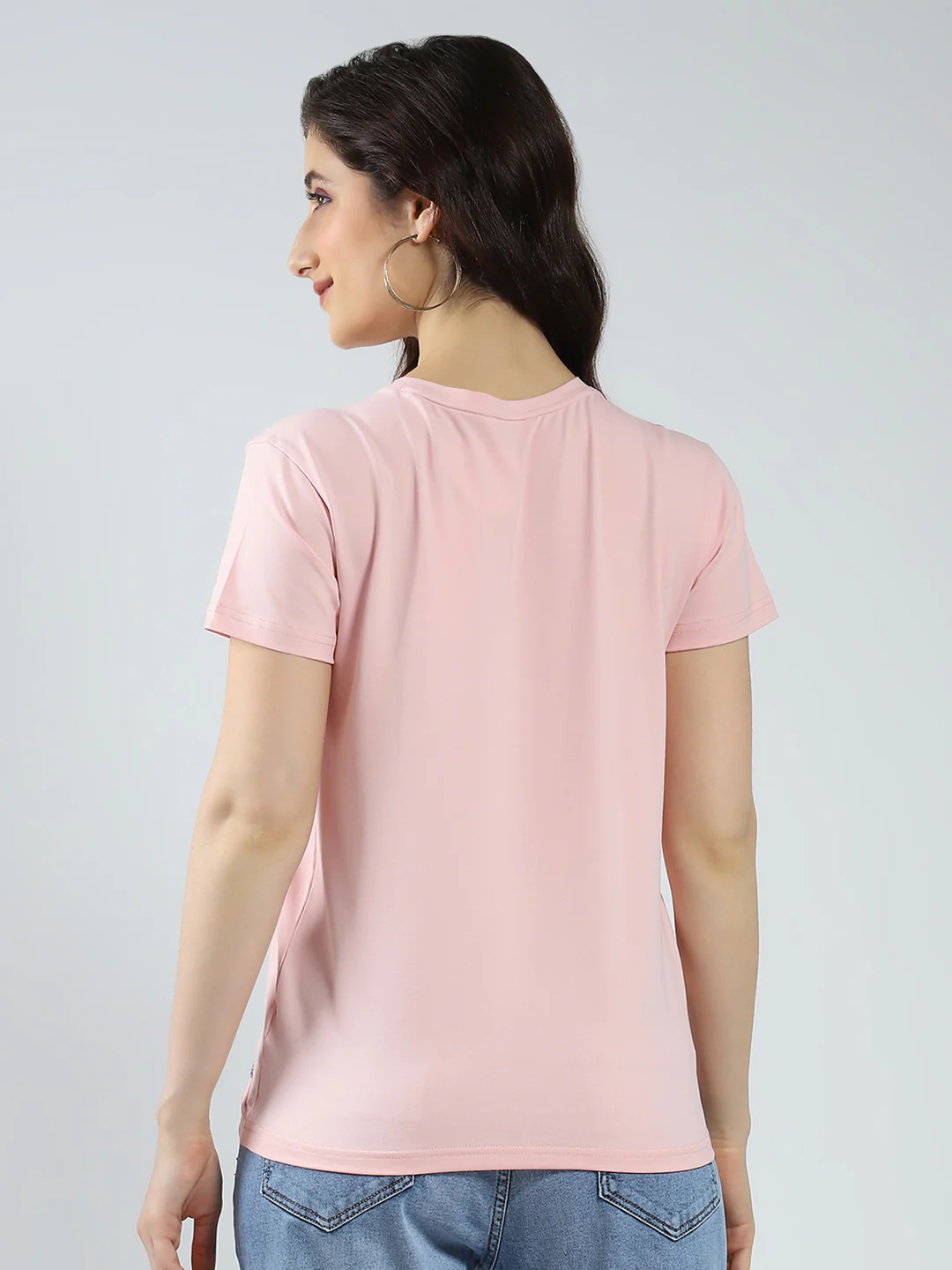 Women Pink Printed Round Neck Half Sleeve Top - Image 6