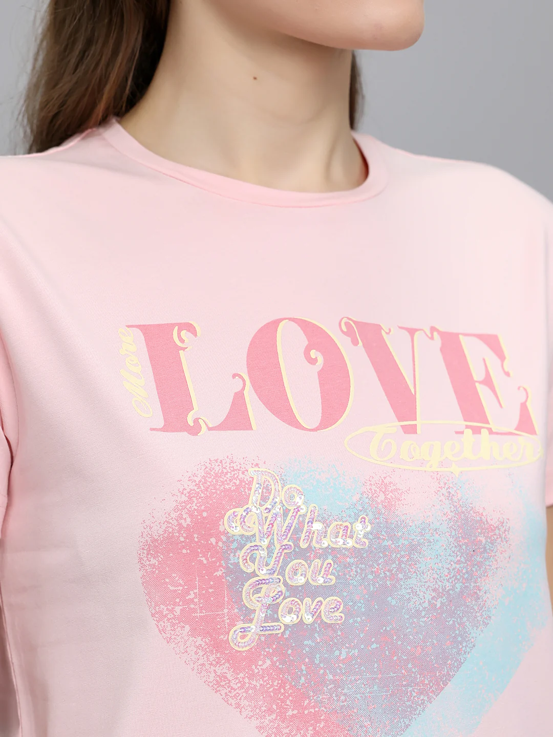 Women Pink Printed Round Neck Half Sleeve Top - Image 5
