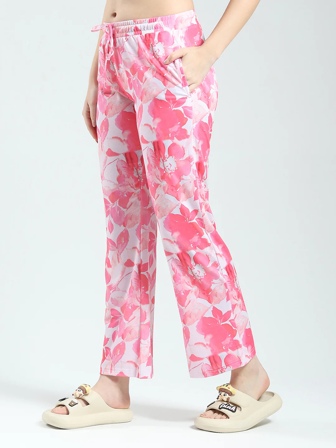 Women Pink Printed Round Neck Half Sleeve Lower Set - Image 6