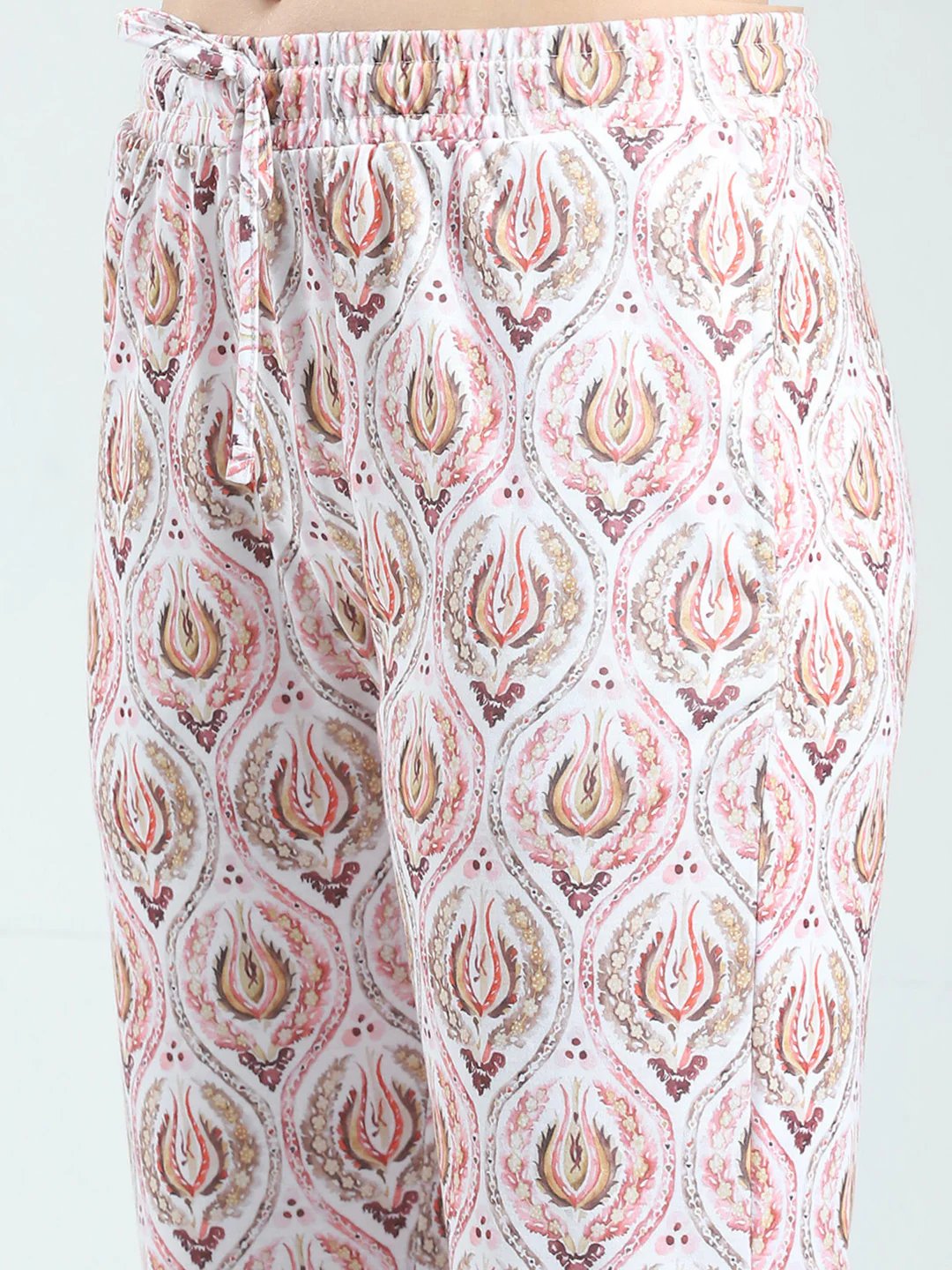 Women Pink Printed Round Neck Half Sleeve Lower Set - Image 8