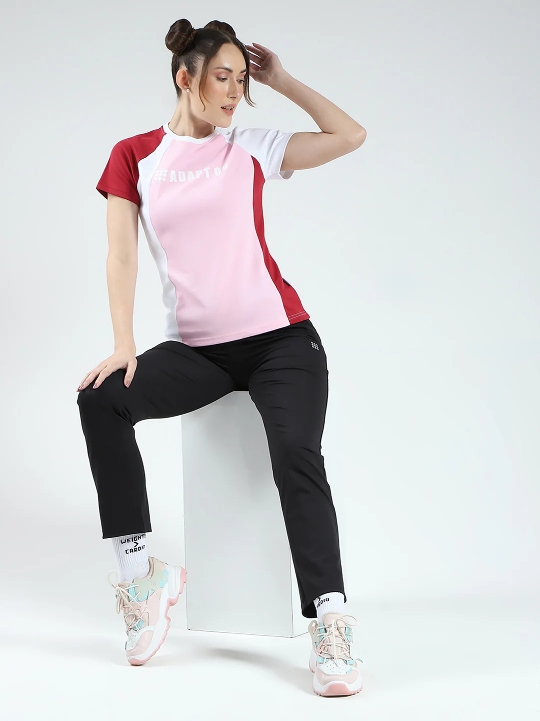 Rock.it Women Pink Printed Round Neck Half Sleeve Top - Image 2