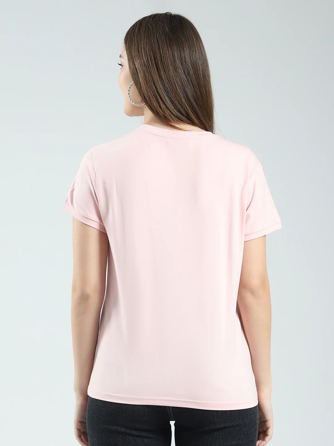 Women Pink Printed Round Neck Half Sleeve Top - Image 5