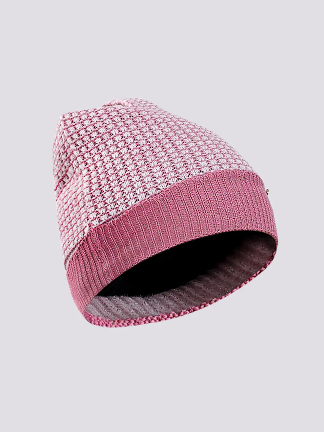 Women Pink Self Design Blend Wool Cap - Image 2
