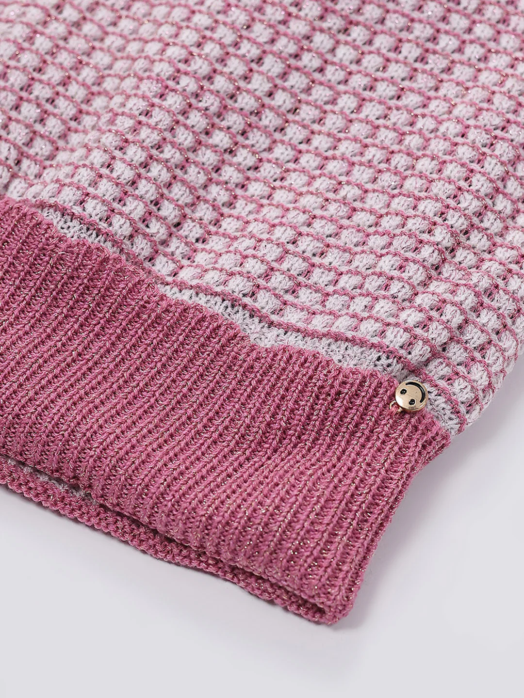 Women Pink Self Design Blend Wool Cap - Image 7