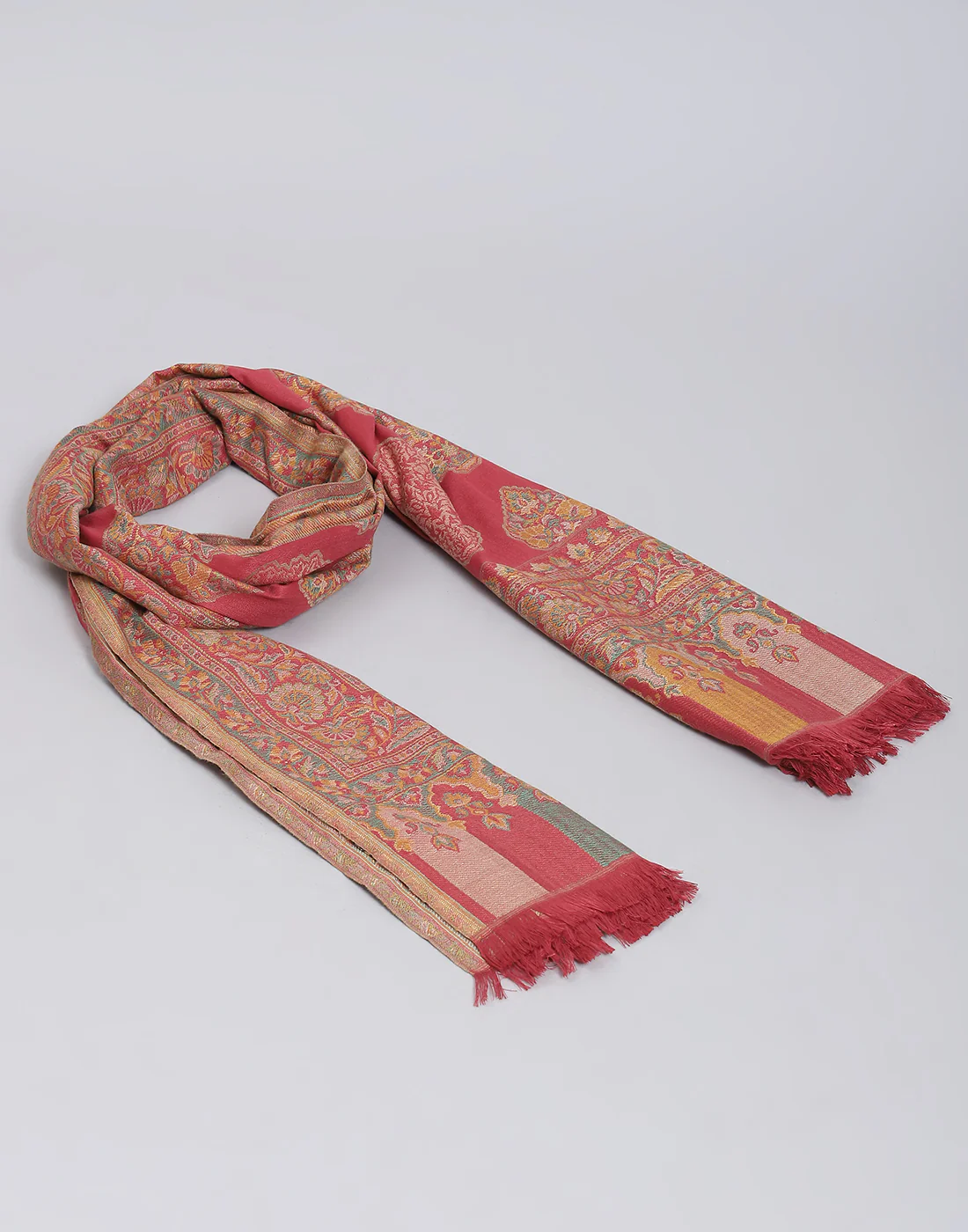 Women Pink Self Design Stole - Image 6