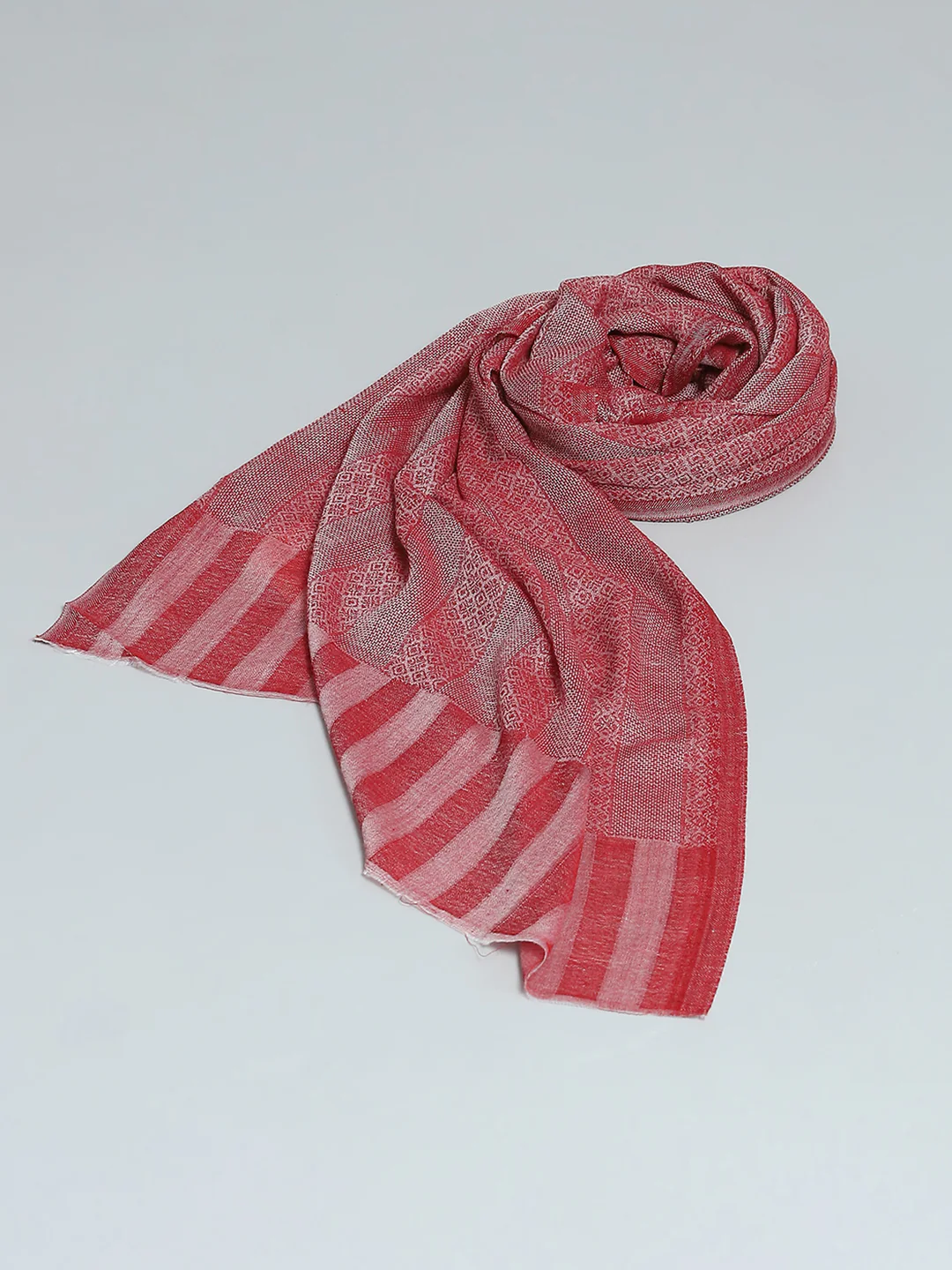 Women Pink Self Design Stole - Image 7
