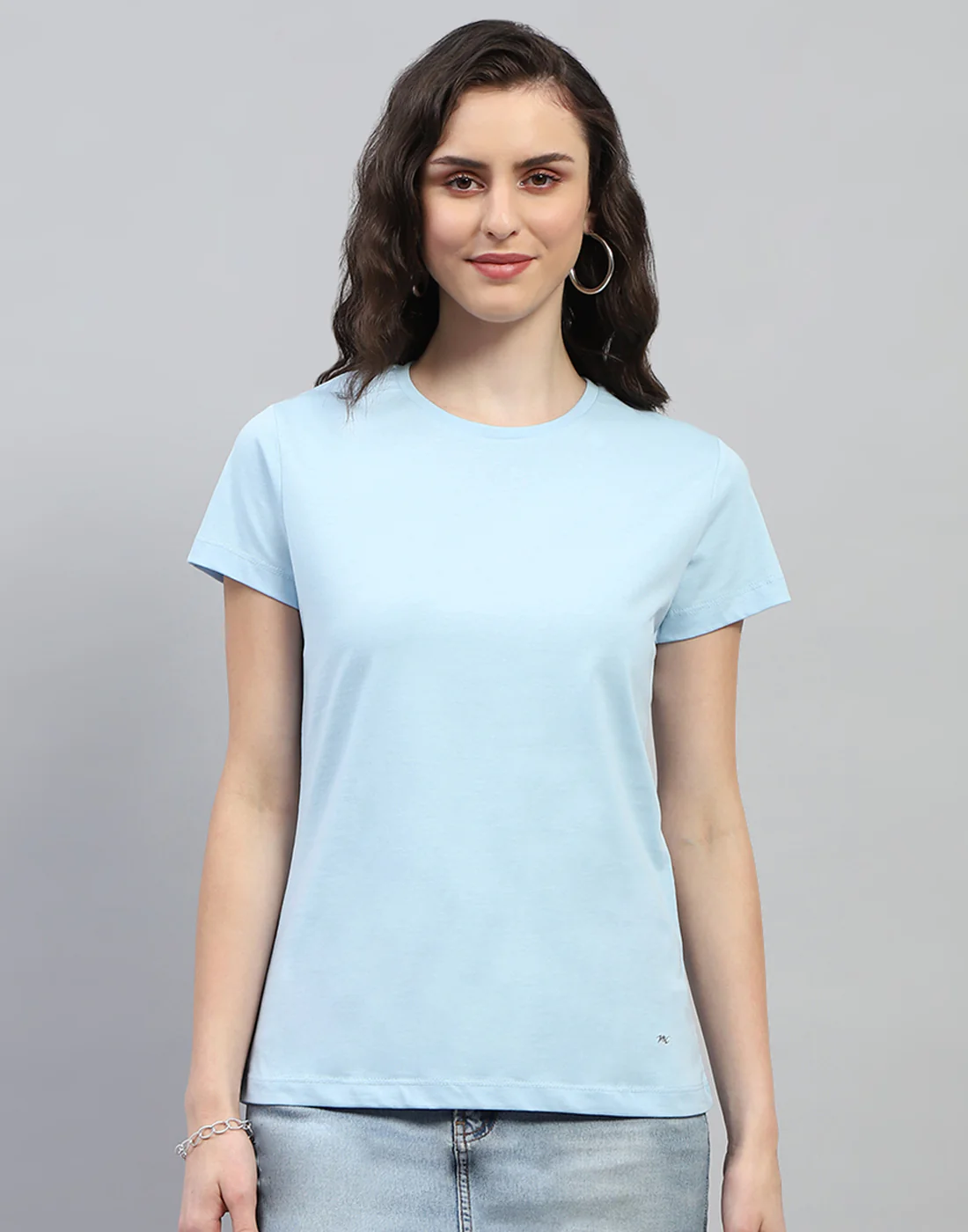 Women Pink & Sky Blue Solid Round Neck Half Sleeve Top (Pack of 2) - Image 8