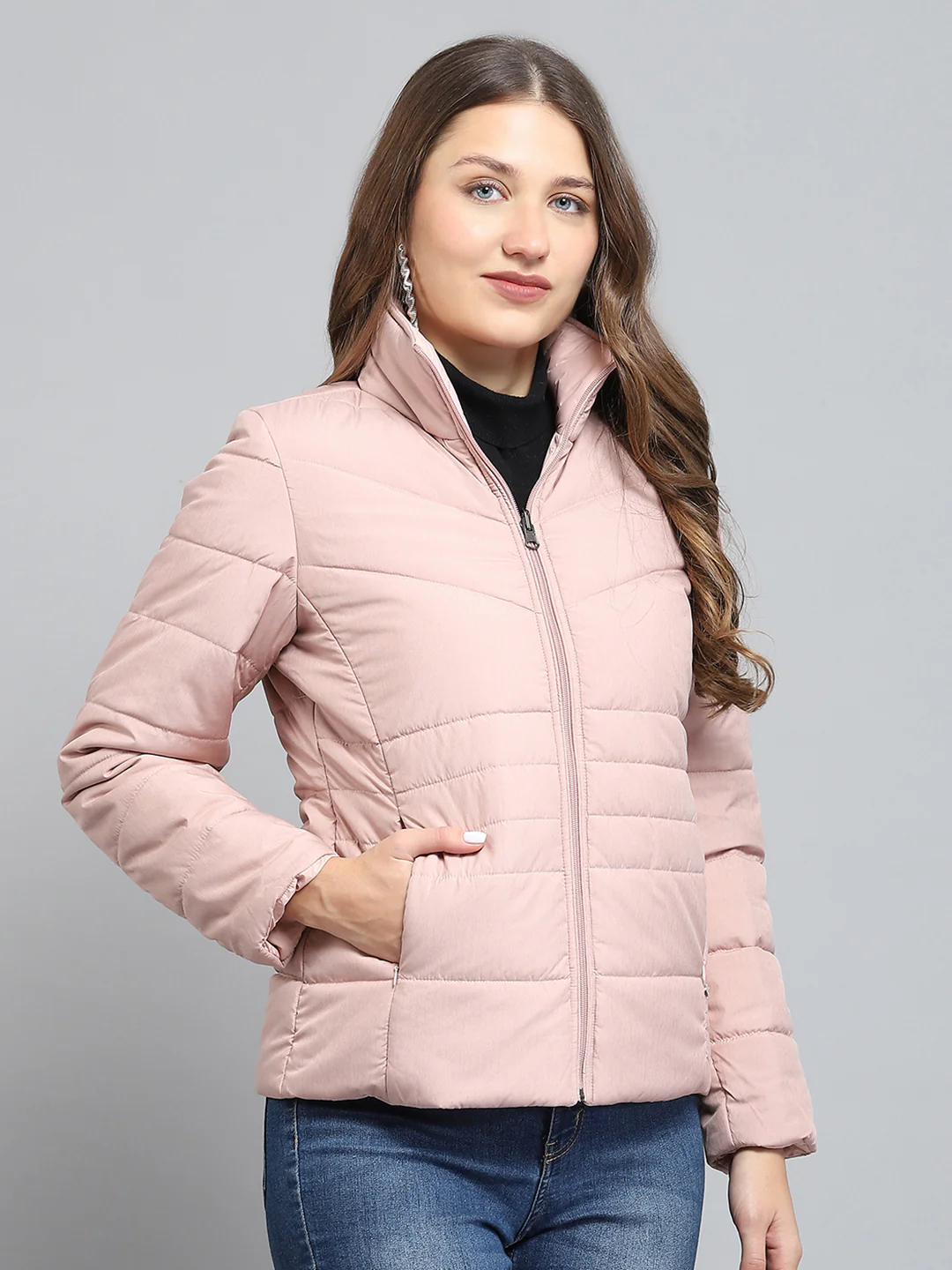 Women Pink Solid Collar Full Sleeve Reversible Jacket - Image 4