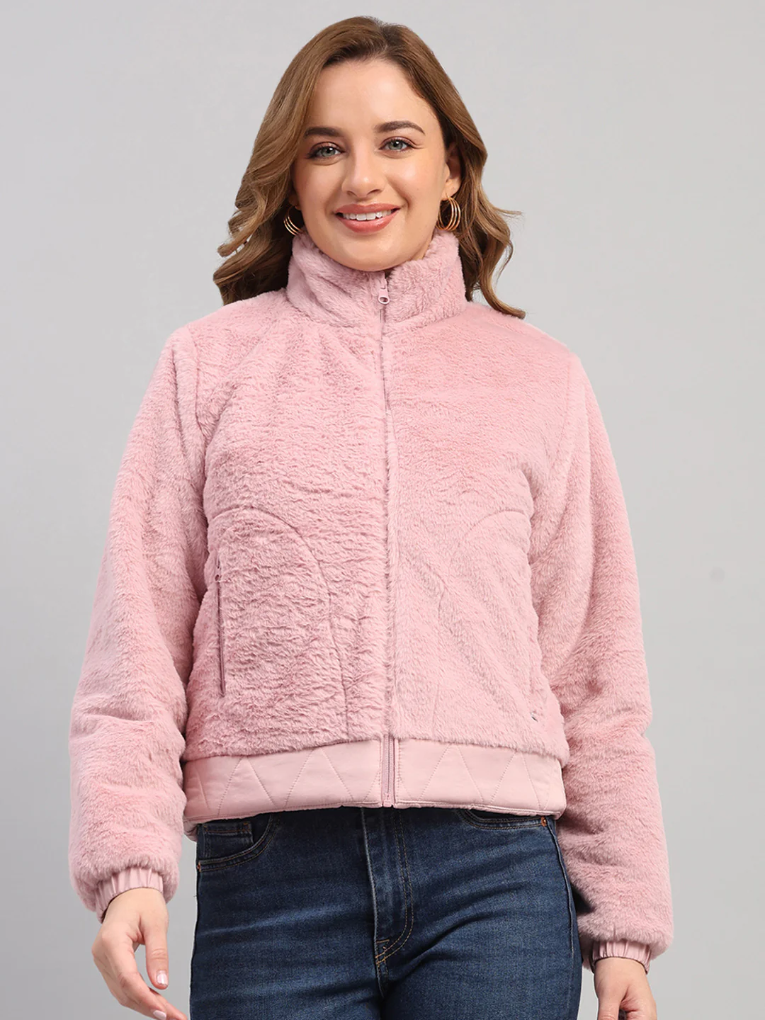 Women Pink Solid Collar Full Sleeve Reversible Jacket - Image 7