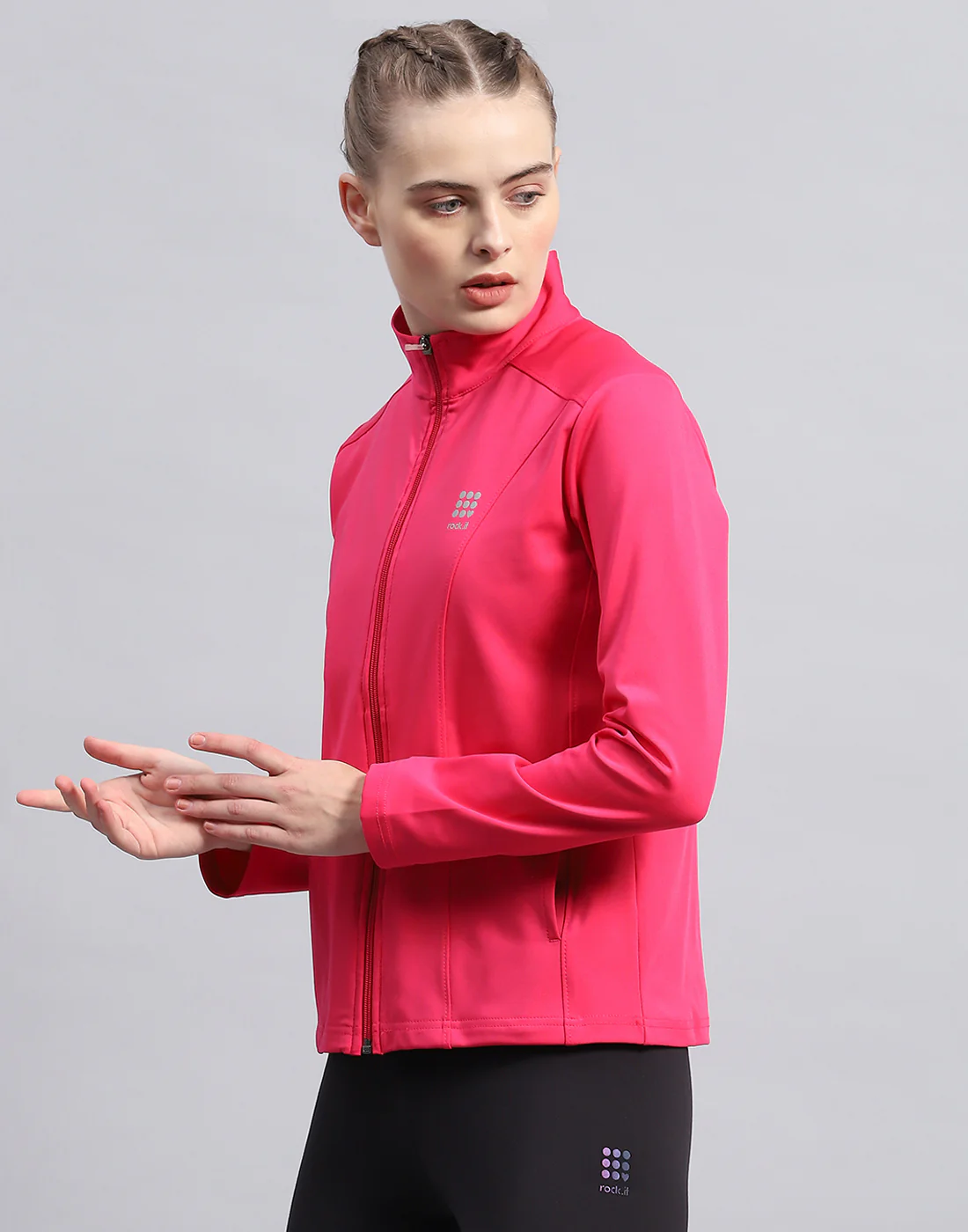 Rock.it Women Pink Solid Collar Full Sleeve Top - Image 4