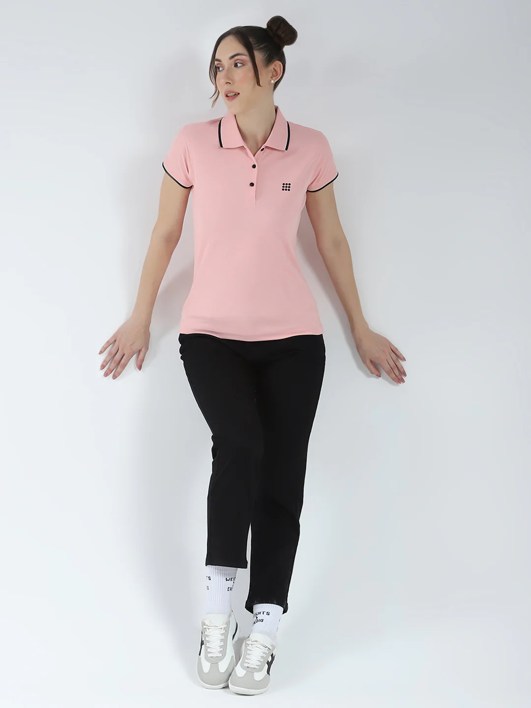 Rock.it Women Pink Solid Collar Half Sleeve T-Shirt - Image 2