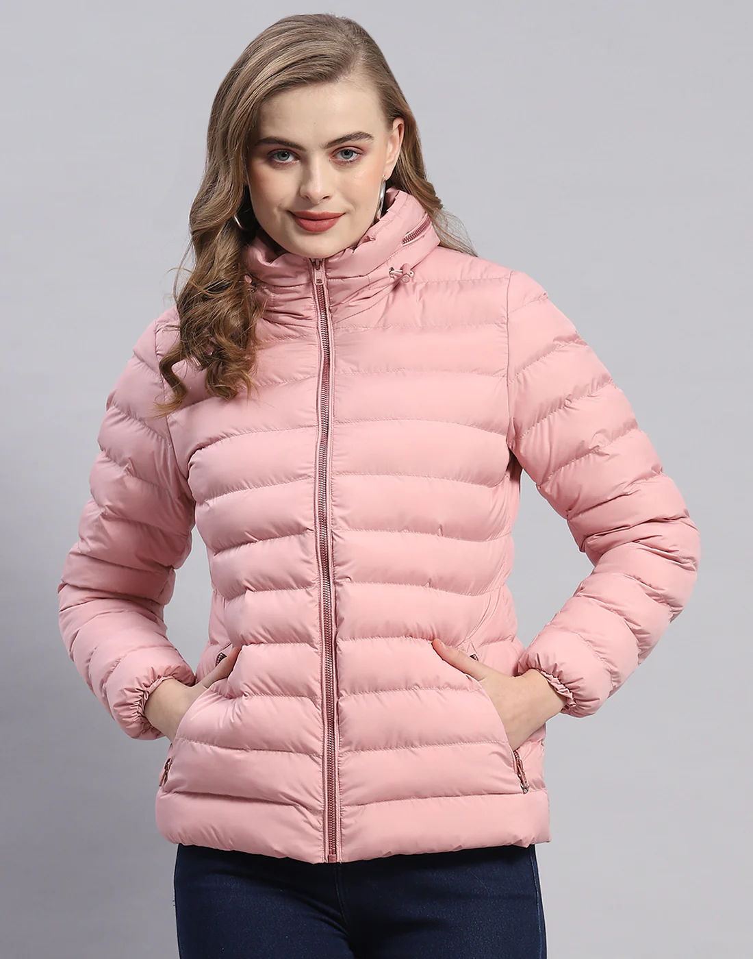 Women Pink Solid H Neck Full Sleeve Jacket - Image 2