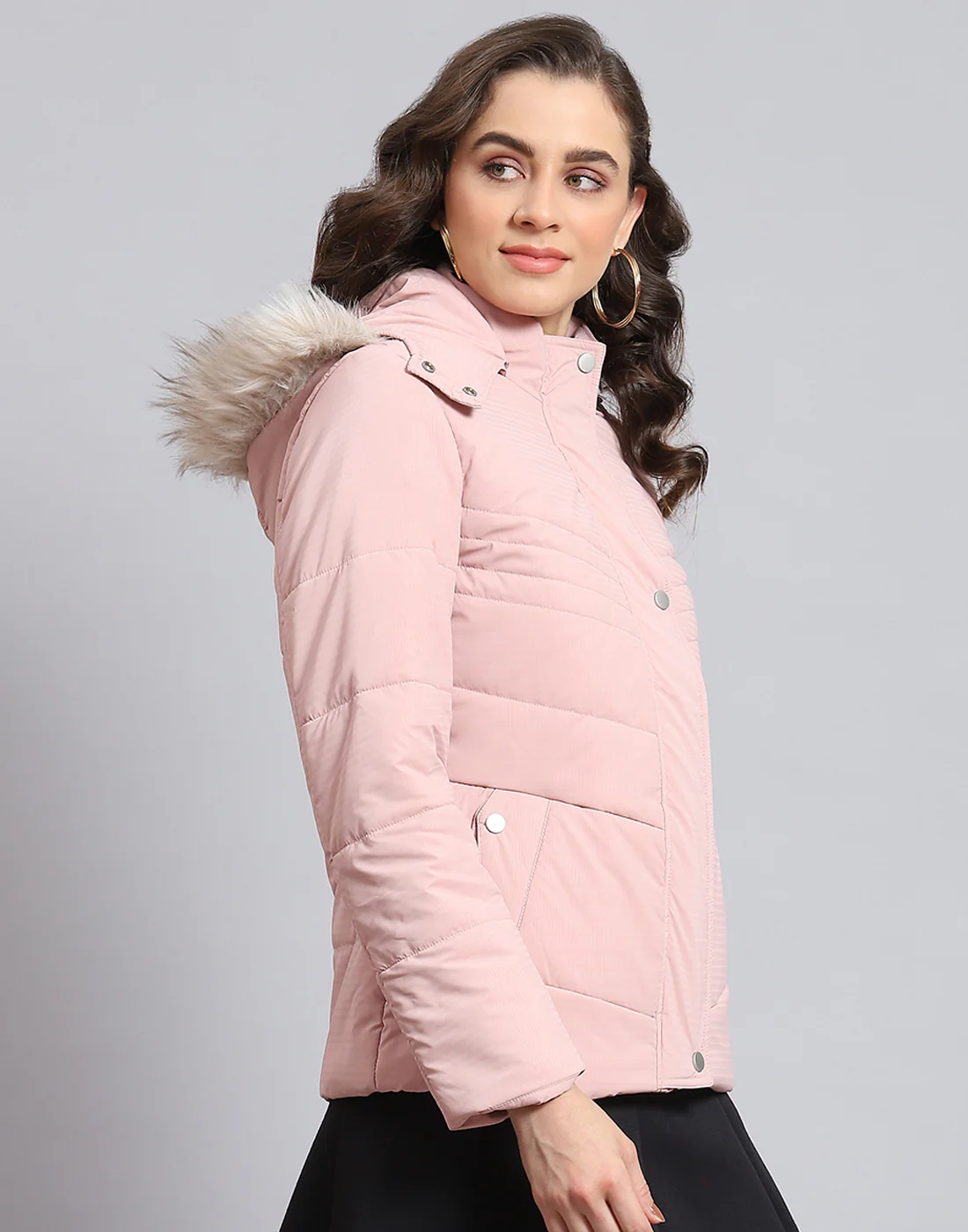Women Pink Solid Hooded Full Sleeve Jacket - Image 4