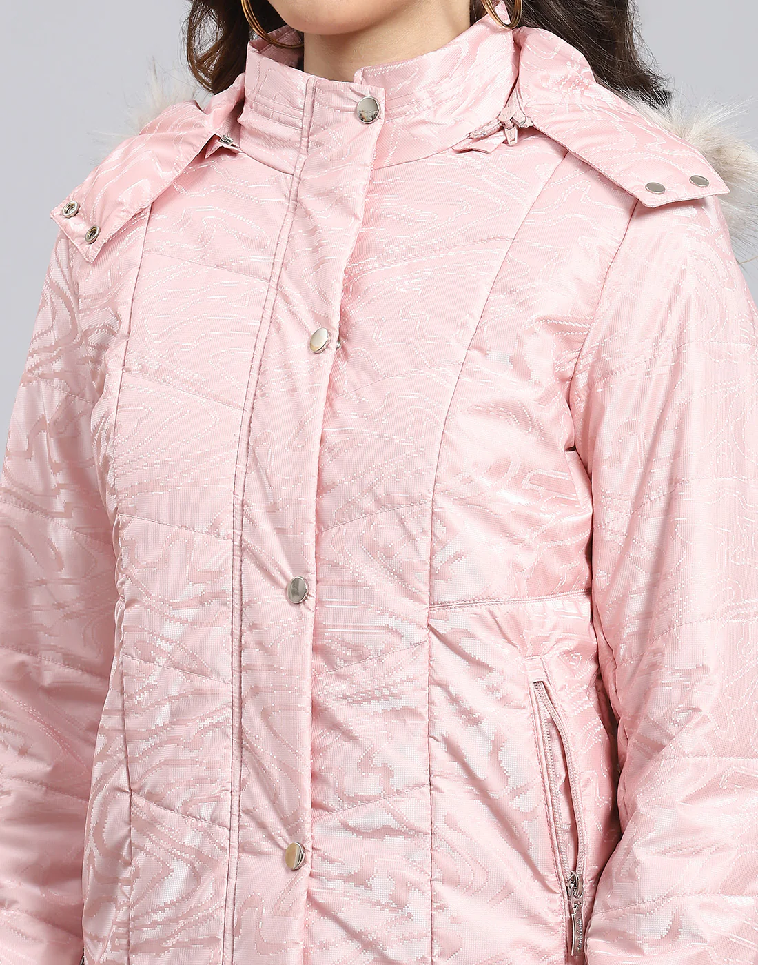 Women Pink Solid Hooded Full Sleeve Jacket - Image 8