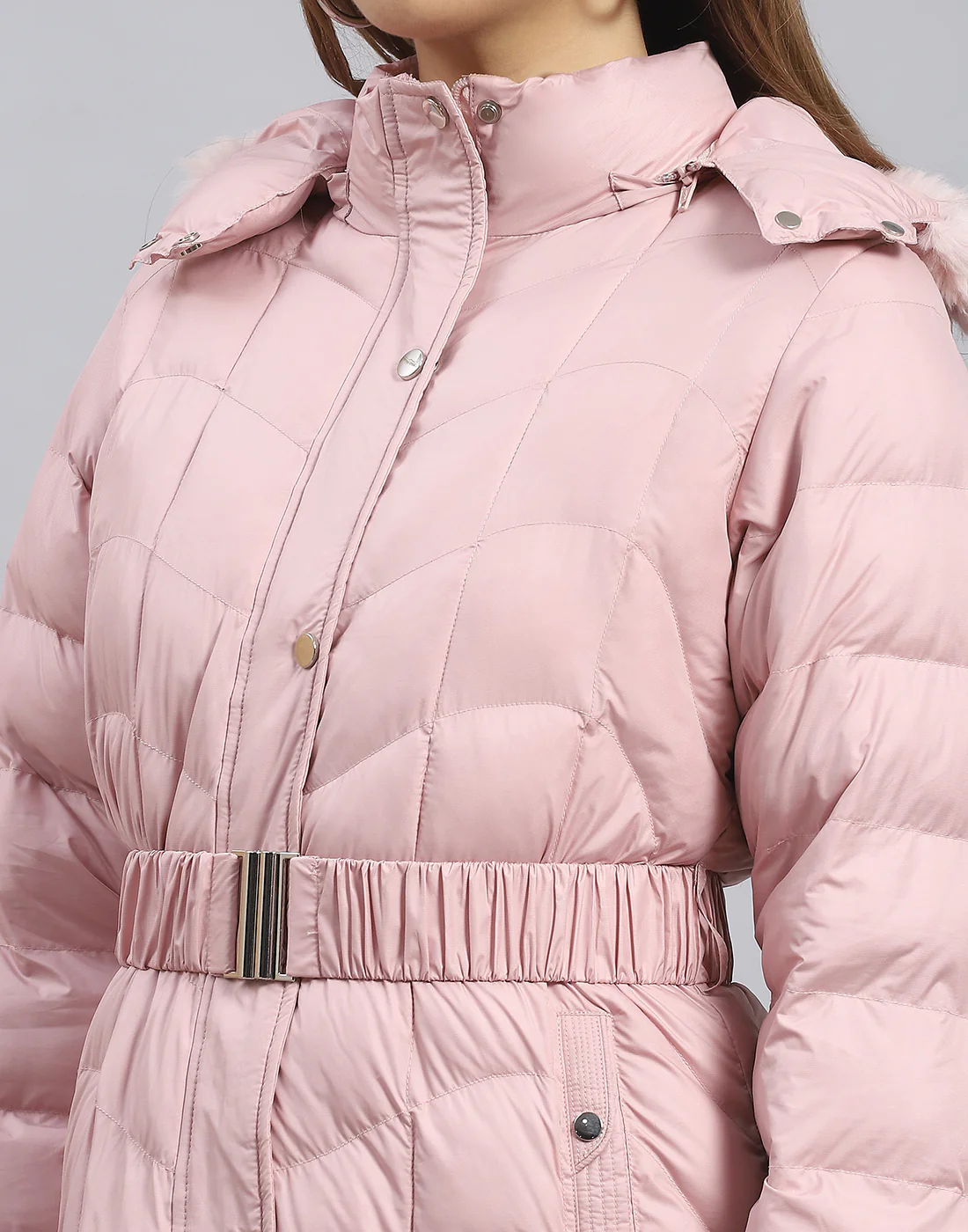 Women Pink Solid Hooded Full Sleeve Jacket - Image 7