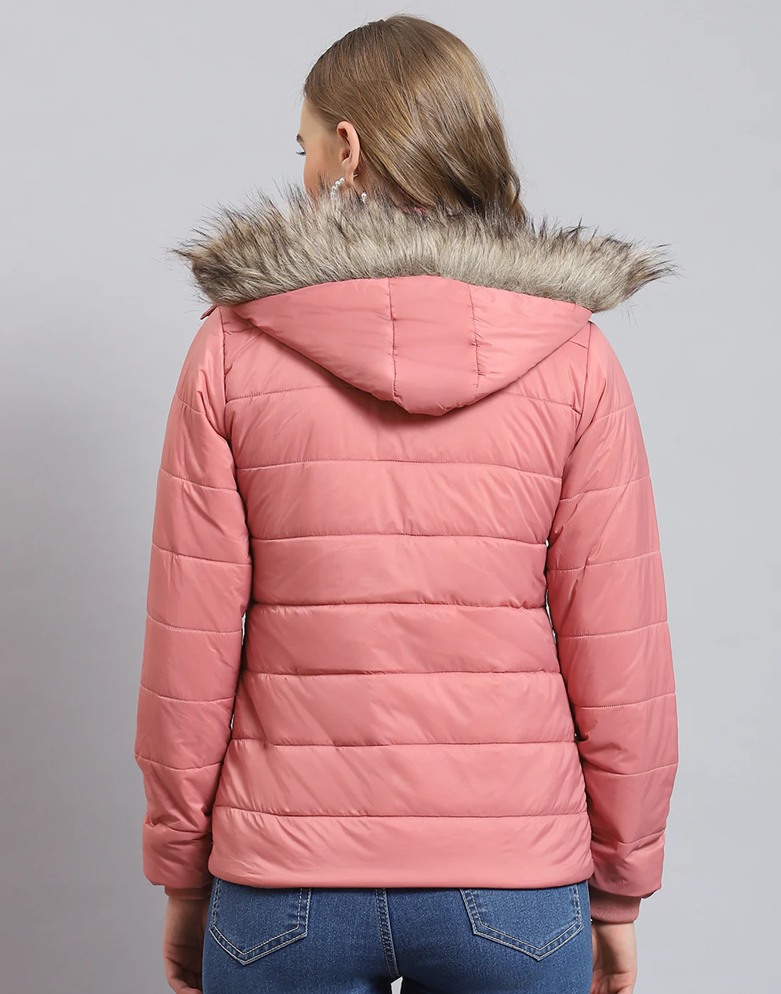Women Pink Solid Hooded Full Sleeve Heating Jacket - Image 6