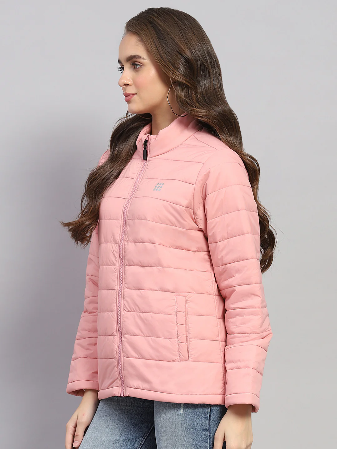 Rock.it Women Pink Solid Mock Neck Full Sleeve Jacket - Image 3