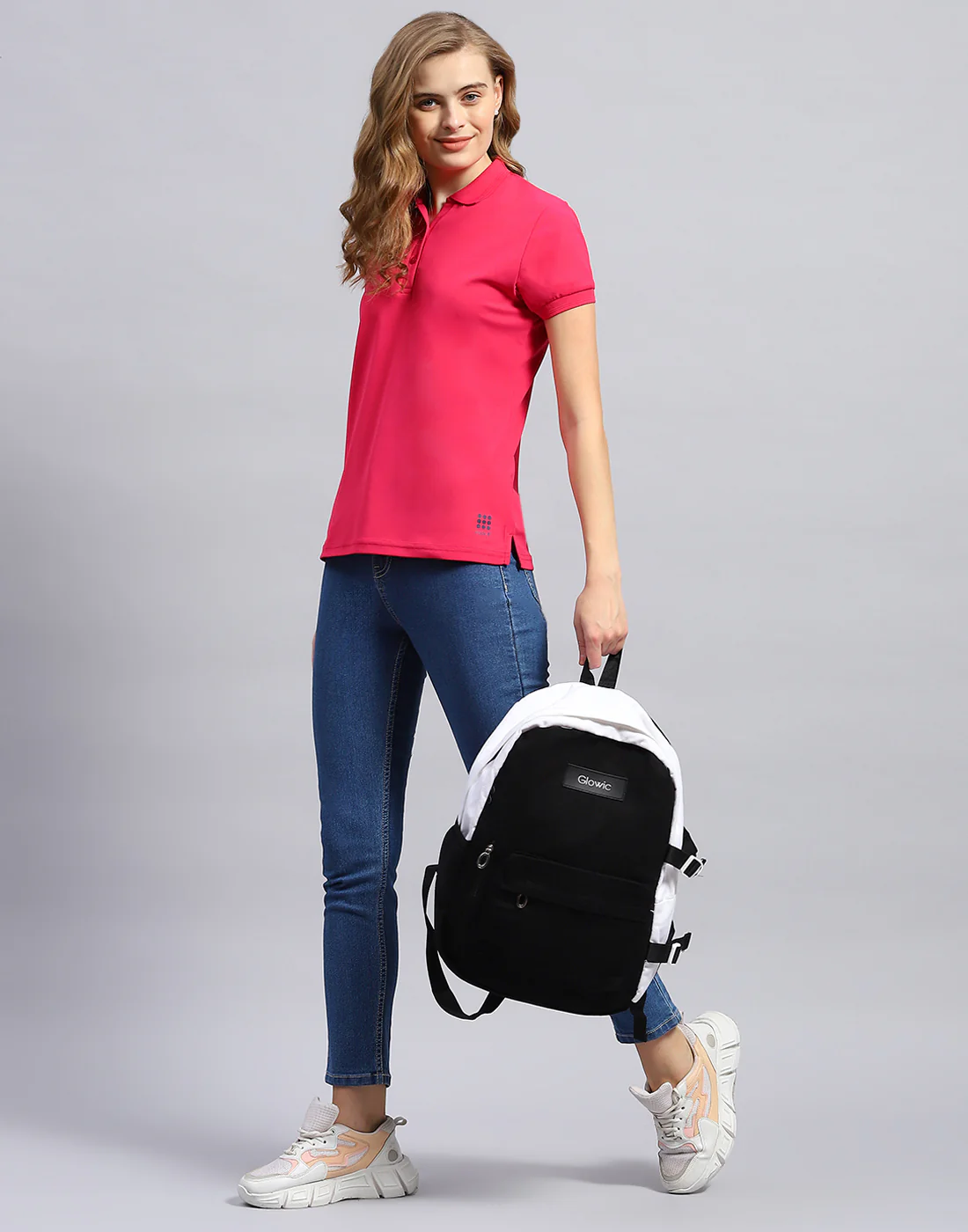 Rock.it Women Pink Solid Polo Collar Half Sleeve T-Shirt - Image 2
