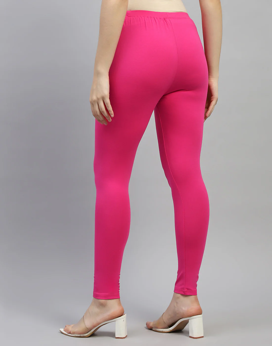 Women Pink Solid Regular Fit Legging - Image 2