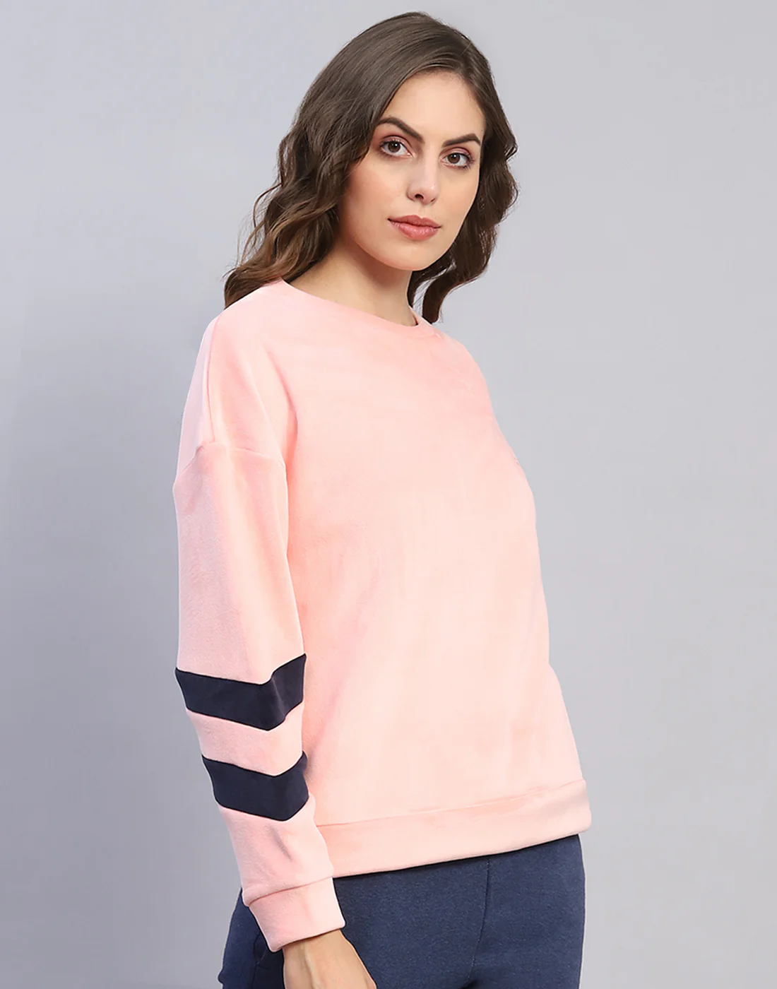 Rock.it Women Pink Solid Round Neck Full Sleeve Sweatshirt - Image 4
