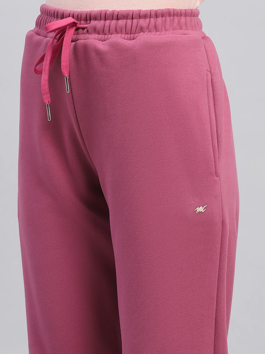 Women Pink Solid Round Neck Full Sleeve Tracksuit - Image 9