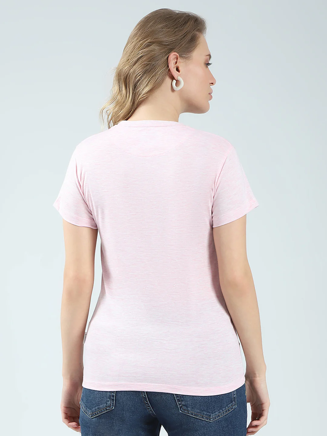 Rock.it Women Pink Solid Round Neck Half Sleeve Top - Image 5