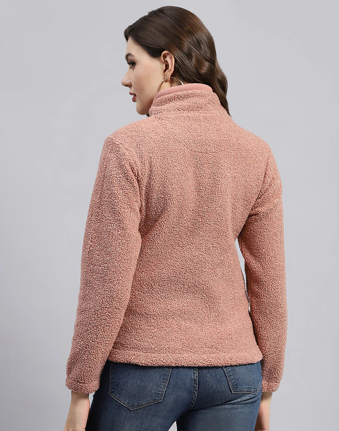 Rock.it Women Pink Solid Turtle Neck Full Sleeve Sweatshirt - Image 5