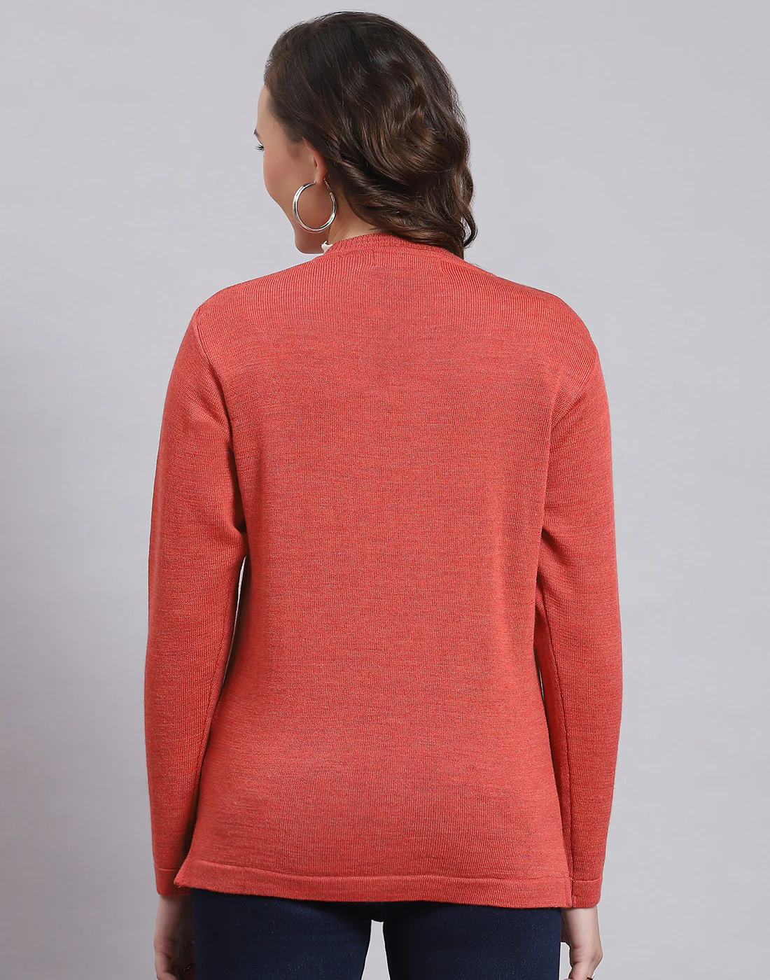 Women Pink Solid V Neck Full Sleeve Sweater - Image 5